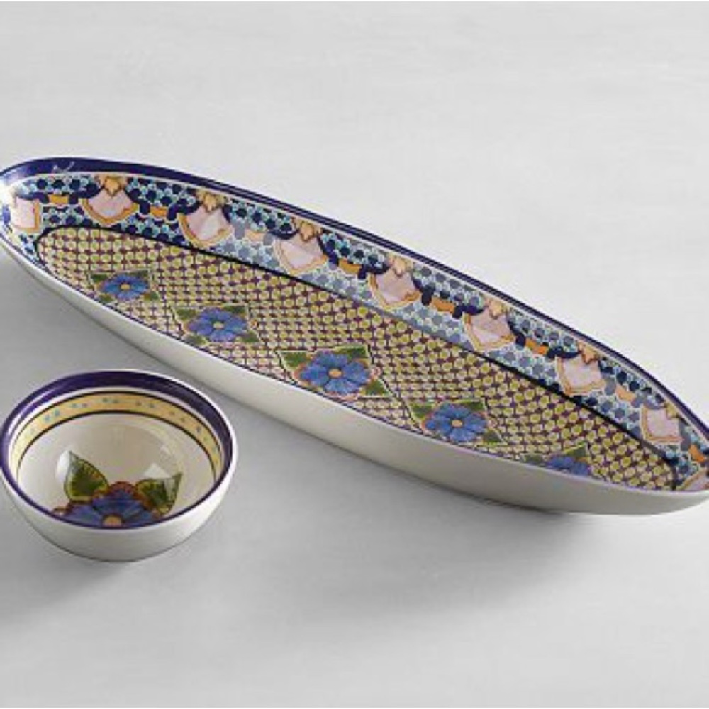 Pottery Barn Del Sol Melamine Chip And Dip Set - Multi - NEW 18 x 16 x 2”